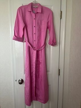 LOFT Petite 0 Button-Front Shirt Dress